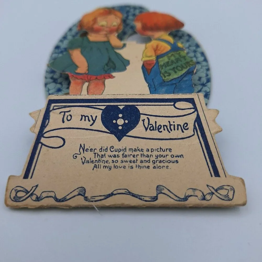 Vintage 1920s Pop-Up Valentines Day Card Heartfelt Charm Scrapbook Journal Paper